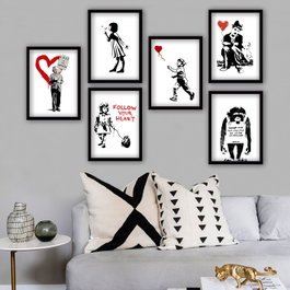 Wallity Conjunto de 6 Pinturas Decorativas enmarcadas en MDF